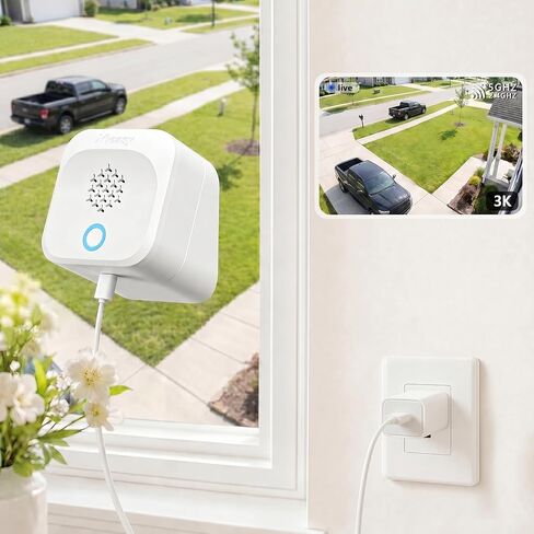 5MP 3K Window Camera with Angle Mount System for 1st 2nd Floor, No Drill WiFi Home Security Camera, 2.4G & 5GHz WiFi, Full Color Night Vision, AI Human Vehicle Detection, 24/7 Recording in Kuwait