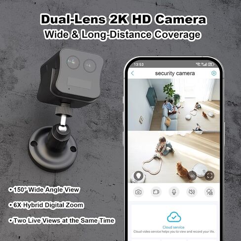 4G LTE Cellular Security Camera No WiFi Needed, Dual Lens Cellular Camera | Magnetic Mount, Long Standby Battery, Night Vision, Human Detect, Off Grid Security Camera for RV, Garage, Cabin, Barn(Black) in Kuwait