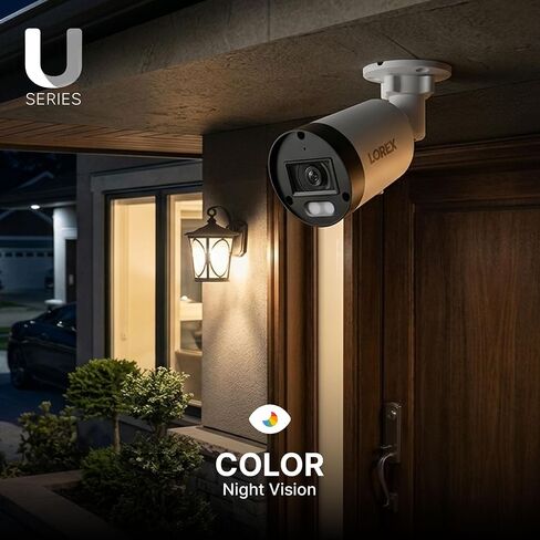 Lorex Connect (New App) | U3 4K IP Add-On PoE Bullet Camera to U-Series NVR | White | Cables Not Included | AI Detections | Color Night Vision | Deterrence Lights & Siren | Listen-In Audio | IP67 Rating in Kuwait
