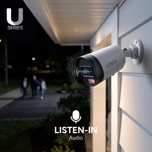 Lorex Connect (New App) | U3 4K IP Add-On PoE Bullet Camera to U-Series NVR | White | Cables Not Included | AI Detections | Color Night Vision | Deterrence Lights & Siren | Listen-In Audio | IP67 Rating in Kuwait