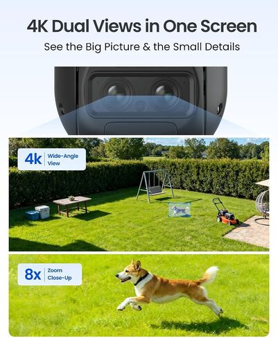 REOLINK TrackMix 4K Dual-Lens PTZ Solar Security Cameras Wireless Outdoor | Auto Tracking, Color Night Vision, 360° Pan Tilt, 8X Hybrid Zoom, Smart AI Detection, No Subscriptions, Home Hub Compatible in Kuwait