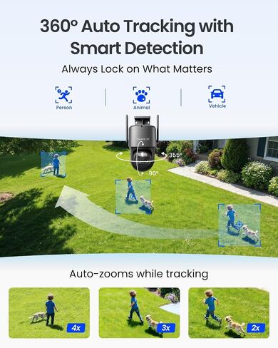 REOLINK TrackMix 4K Dual-Lens PTZ Solar Security Cameras Wireless Outdoor | Auto Tracking, Color Night Vision, 360° Pan Tilt, 8X Hybrid Zoom, Smart AI Detection, No Subscriptions, Home Hub Compatible in Kuwait