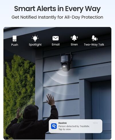 REOLINK TrackMix 4K Dual-Lens PTZ Solar Security Cameras Wireless Outdoor | Auto Tracking, Color Night Vision, 360° Pan Tilt, 8X Hybrid Zoom, Smart AI Detection, No Subscriptions, Home Hub Compatible in Kuwait