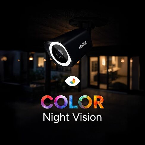 Lorex Connect (New App) | V3 4K Add-On IP PoE Bullet Camera to V-Series NVR | Black | Cables Not Included | AI Detections | Color Night Vision | Deterrence Lights & Siren | 2-Way Talk | IP67 Weatherproof in Kuwait