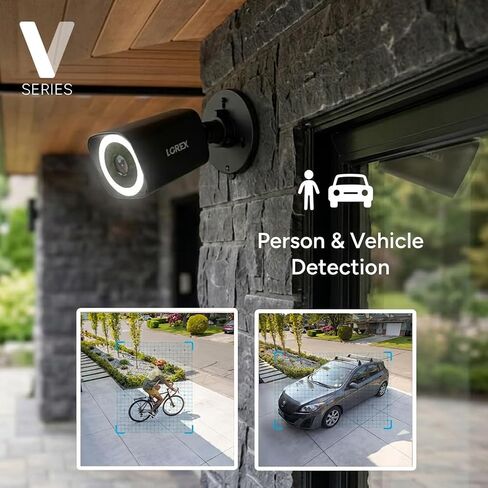Lorex Connect (New App) | V3 4K Add-On IP PoE Bullet Camera to V-Series NVR | Black | Cables Not Included | AI Detections | Color Night Vision | Deterrence Lights & Siren | 2-Way Talk | IP67 Weatherproof in Kuwait