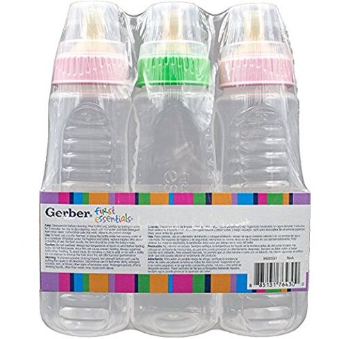 Gerber First Essential Clear View Plastic Nurser With Latex Nipple, BPA Free, Colors may vary, 3 Pack in Kuwait