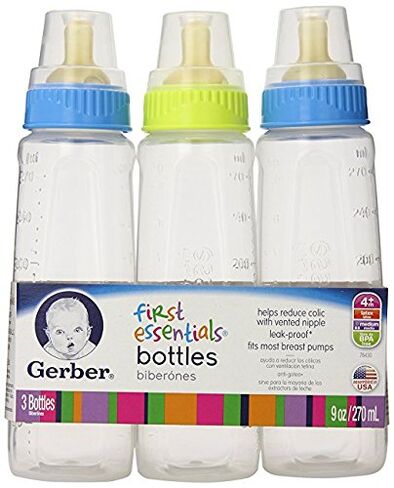 Gerber First Essential Clear View Plastic Nurser With Latex Nipple, BPA Free, Colors may vary, 3 Pack in Kuwait