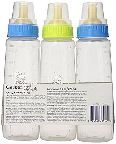 Gerber First Essential Clear View Plastic Nurser With Latex Nipple, BPA Free, Colors may vary, 3 Pack in Kuwait