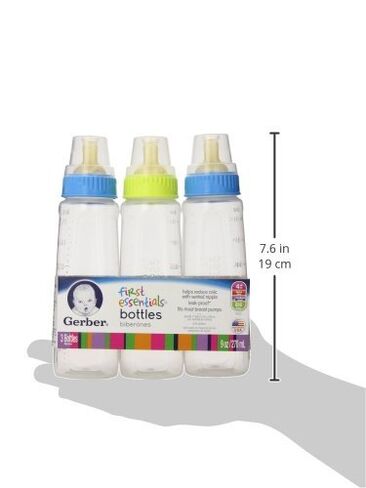 Gerber First Essential Clear View Plastic Nurser With Latex Nipple, BPA Free, Colors may vary, 3 Pack in Kuwait