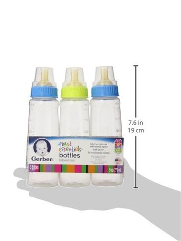 Gerber First Essential Clear View Plastic Nurser With Latex Nipple, BPA Free, Colors may vary, 3 Pack in Kuwait