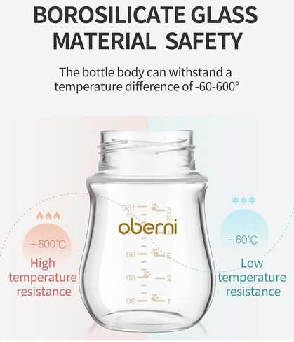 Oberni Glass Baby Bottles,Anti Colic Breastfeeding Bottle with Natural Response Nipple Size S,Wide Neck Slow Flow Baby Bottle for Baby,Newborn,Preemie 0-3 0-6 Month,BPA Free (Pink, 1 Pack, 5 Ounce) in Kuwait