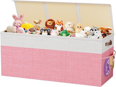 Dayacoco Extra Large Toy Box with Lid, Kids Collapsible Storage Chest, Pink | Collapsible & Sturdy. For Kids, Boys & Girls. Organizes Toys & Books. Ideal For Playroom, Nursery & Bedroom. in Kuwait