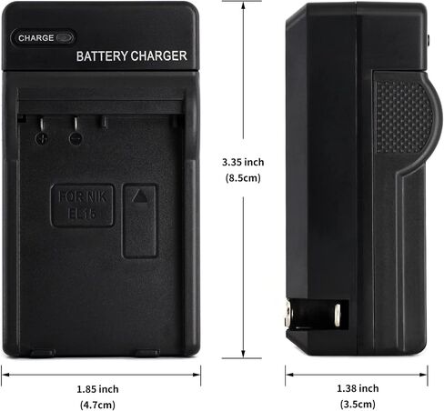 Norifon EN-EL15 Wall Charger for Nikon 1 V1, D500, D600, D610 | Compaitble with Nikon D7000, D7100, D7200, D750, D800, D800E, D810, D810A with Foldable Plug in Kuwait