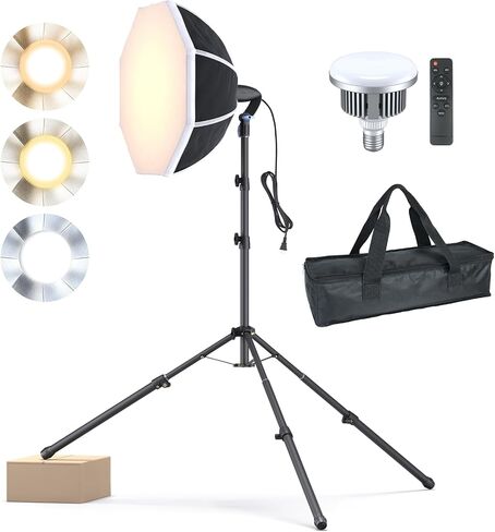 LINCO 20"x20" Softbox Lighting Kit with 85W LED Bulb & Adjustable Tripod | Professional photography lighting kit, ideal for photo light studio, video recording & live streaming in Kuwait