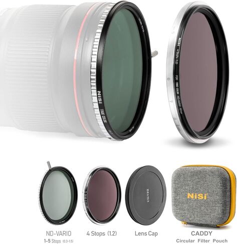 NiSi 72mm Swift System 1-9 VND Kit, 1-5 Stops Variable ND w/ 4-Stop Add-On | ND2-ND32 Variable Neutral Density Filter w/ Friction-Mounted ND16 (4-Stop) ND16 (4-Stop) Press-On, Adjustable ND in Kuwait
