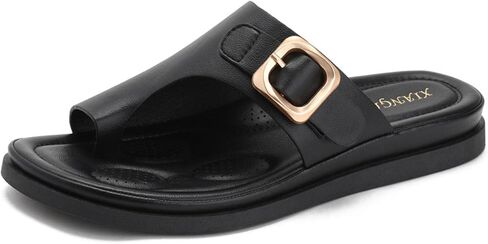 Myallfeet New Women's Summer High-End Versatile Thong Sandals Trendy Single Band Flat Slides Roman Inspired Non-Slip Comfort Outdoor Beach Daily Dressy Slippers for Ladies in Kuwait