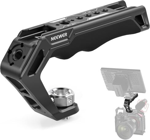 NEEWER Camera Top Handle with 3/8" Wing Screw & Locating Pins for ARRI, Nonslip Silicone Grip with 1/4" & 3/8" Threads, Cold Shoes, Compatible with SmallRig Camera Cage Accessories, CA107 in Kuwait