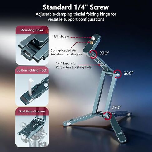 Multifunctional Phone Holder, Handheld Camera Selfle Stick Foldable Tripod Stand with 1/4″ Scew Arca-Type Plate Base for Pocket 3 in Kuwait