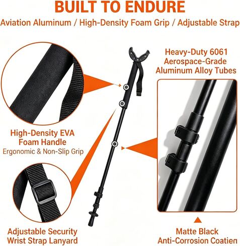 Lightweight Adjustable Monopod, Aluminum Alloy Support Pole 35.4" to 77.9", Universal V-Yoke Holder for Camera, Binocular, Spotting Scope, Portable Gear for Outdoor Use & Landscape Shooting in Kuwait