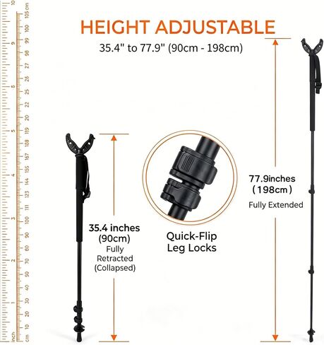 Lightweight Adjustable Monopod, Aluminum Alloy Support Pole 35.4" to 77.9", Universal V-Yoke Holder for Camera, Binocular, Spotting Scope, Portable Gear for Outdoor Use & Landscape Shooting in Kuwait