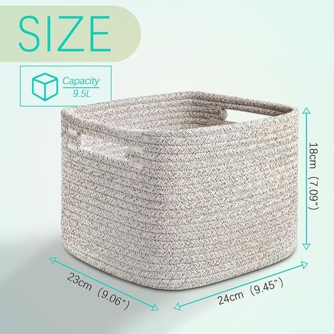 3 Pack Cotton Rope Storage Baskets, 9"x9"x7" Cube Organizer Bins | with Reinforced Handles for Toys, Clothes, Towels, Shelf – Natural Gift Baskets for Nursery, Bathroom, Pantry in Kuwait