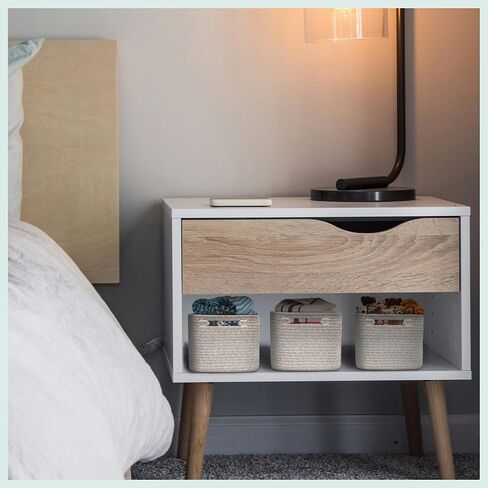 3 Pack Cotton Rope Storage Baskets, 9"x9"x7" Cube Organizer Bins | with Reinforced Handles for Toys, Clothes, Towels, Shelf – Natural Gift Baskets for Nursery, Bathroom, Pantry in Kuwait