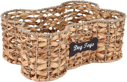 dog bone basket dog toy box Pet Storage Collection, Bone Shape Handwoven Natural Seagrass & Rush Grass Organizer Bin Pet Organizer Storage in Kuwait