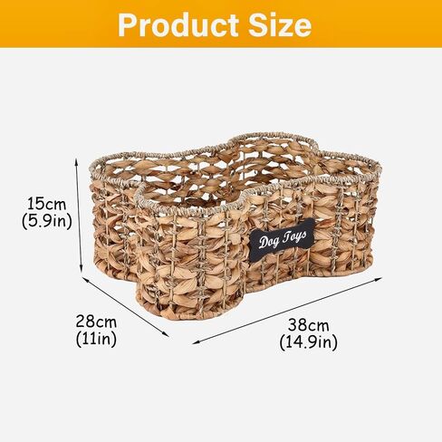dog bone basket dog toy box Pet Storage Collection, Bone Shape Handwoven Natural Seagrass & Rush Grass Organizer Bin Pet Organizer Storage in Kuwait