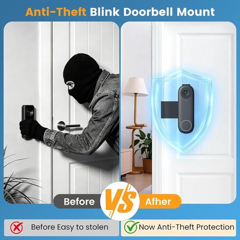 Anti-Theft Video Doorbell Mount Compatible with Reolink/Orbitell Doorbell | No-Drill Adjustable Door Mount Bracket, No Block Motion Sensor Doorbell Holder for Apartment Home Office Rentals in Kuwait