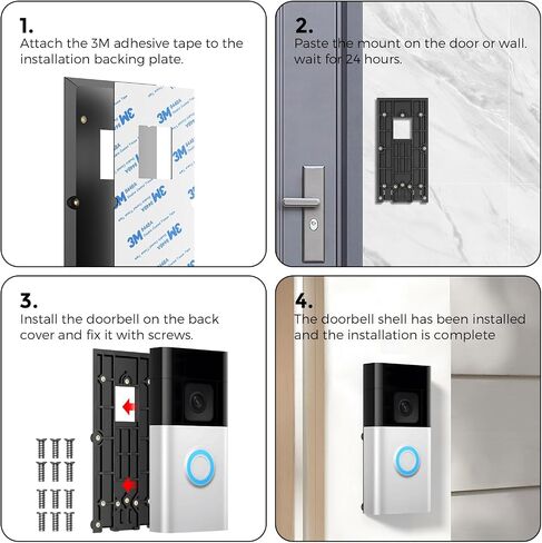 No-Drill Ring Doorbell Mount, Adhesive Doorbell Mounting Bracket Compatible with Ring Video Doorbell (2nd Generation 2020 Release), 3, 3 Plus, 4, Battery Doorbell Plus/Pro Stick-On Back Plate in Kuwait