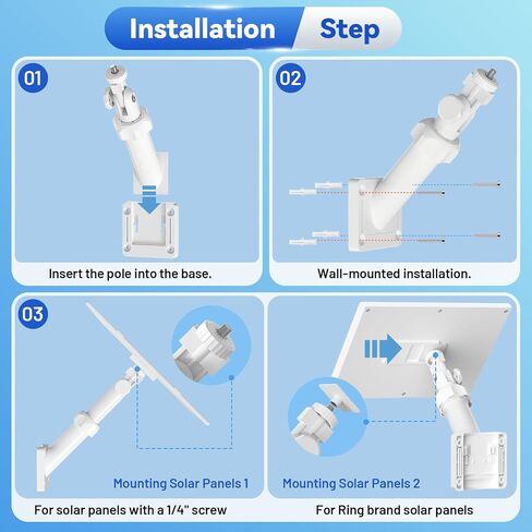 Universal Solar Panel Wall Mount Bracket for Ring,Blink,Eufy,Arlo and Wyze Solar Panel,Extendable Mounting Arm & Multi-Angle Adjustment,Fit Most Security Camera Solar Panel,Weatherproof Outdoor in Kuwait