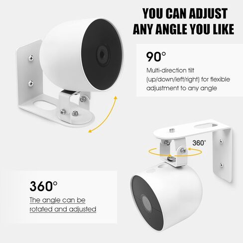 Nest Camera Mount Compatible with Google Nest Cam Outdoor or Indoor, Battery - 2nd Generation,360 View Anti-Drop Outdoor Wall Bracket Mounting Kit Nest cam Accessories- White in Kuwait