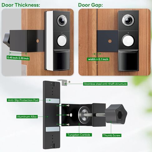 Anti-Theft Doorbell Mount for Tapo, Fully Metal Mounting Bracket Compatible with Tapo Video Doorbell D225/ D210/ D235, Anti-Blocks Motion Sensor, No Drilling Adjustable for Houses/Apartments/Rentals in Saudi Arabia