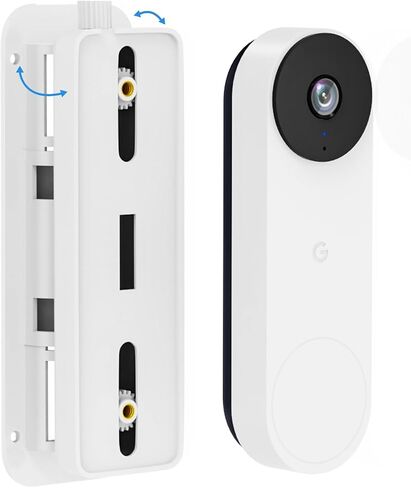 No Drill Doorbell Mount for Google Nest Doorbell Wired(3rd/2nd Gen)/Google Nest Hello Doorbell, 45° Left & Right Adjustment Angel Door Bell Wedge Mount for Apartment, No Drill Mounting Bracket-White in Saudi Arabia