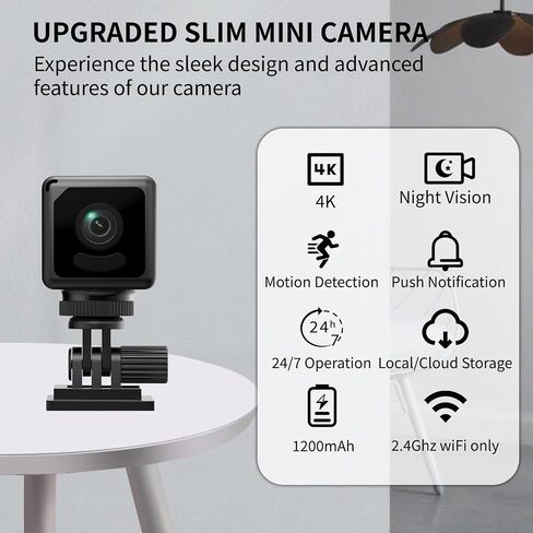 4K Mini Indoor Camera Security Wireless Camera Small Home WiFi Cameras HD Micro Nanny Cam with AI Motion Detection Wide Angle Cloud & SD Storage Auto Night Vision Compact with Tiny Cameras for Indoor in Kuwait