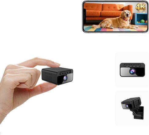 Hidden Camera with Cloud, 4K HD WiFi Mini Spy Camera 150° View Video, Wireless Indoor Surveillance Secret Camera, Smart AI Motion Detection/Night Vision for Home Security Small Nanny Cam (Black-4K) in Kuwait