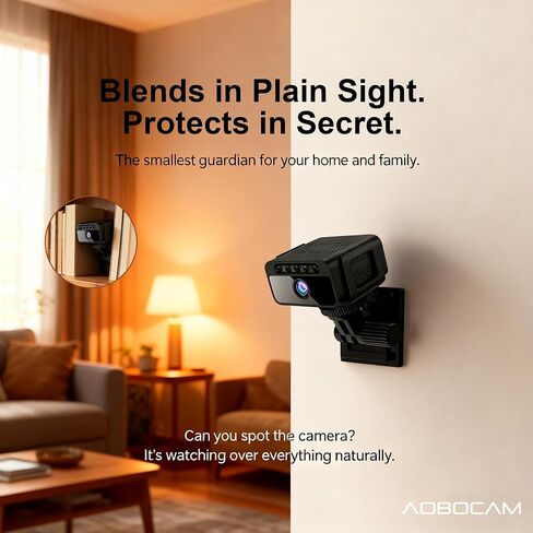 Hidden Camera with Cloud, 4K HD WiFi Mini Spy Camera 150° View Video, Wireless Indoor Surveillance Secret Camera, Smart AI Motion Detection/Night Vision for Home Security Small Nanny Cam (Black-4K) in Kuwait