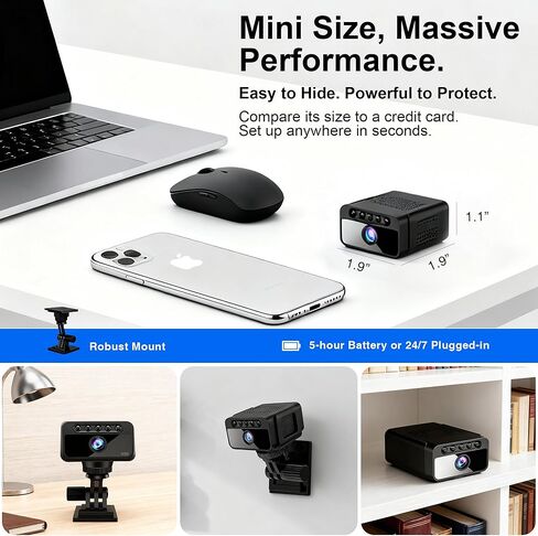 Hidden Camera with Cloud, 4K HD WiFi Mini Spy Camera 150° View Video, Wireless Indoor Surveillance Secret Camera, Smart AI Motion Detection/Night Vision for Home Security Small Nanny Cam (Black-4K) in Kuwait