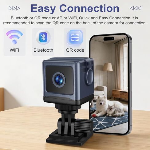 WiFi Security Camera, Pet Camera, Mini Hidden Spy Cam, Plug in Cam | 1080P, Auto Night Vision, Remote Viewing, Motion Detection, WiFi Connection, Web Cam in Kuwait