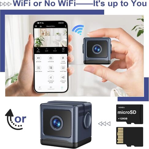 WiFi Security Camera, Pet Camera, Mini Hidden Spy Cam, Plug in Cam | 1080P, Auto Night Vision, Remote Viewing, Motion Detection, WiFi Connection, Web Cam in Kuwait