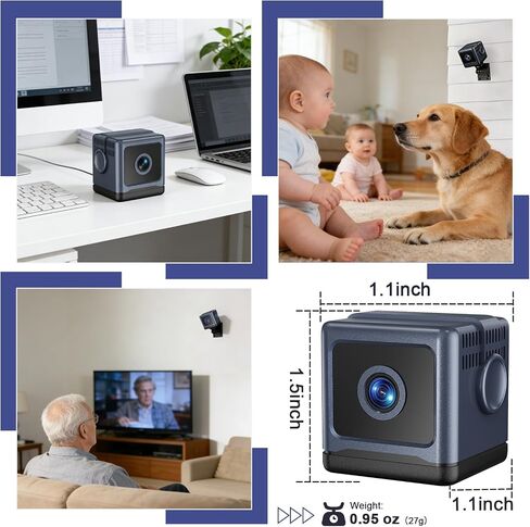 WiFi Security Camera, Pet Camera, Mini Hidden Spy Cam, Plug in Cam | 1080P, Auto Night Vision, Remote Viewing, Motion Detection, WiFi Connection, Web Cam in Kuwait