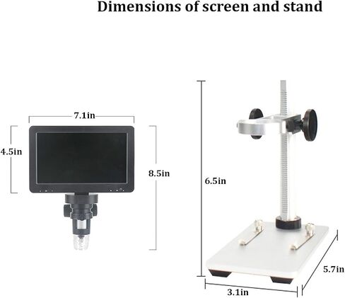 7-inch HD Screen Microscope,1200X Magnification,Electron Digital Microscope,External Fill Light,Multipurpose Microscope,Supports Connection to PC,for Adults, Beginners in Kuwait