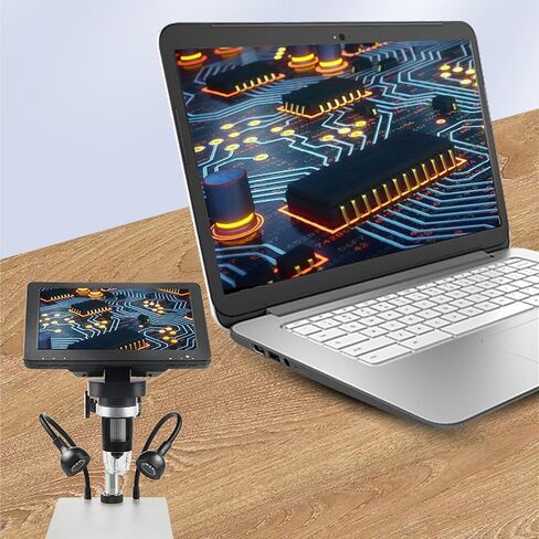 7-inch HD Screen Microscope,1200X Magnification,Electron Digital Microscope,External Fill Light,Multipurpose Microscope,Supports Connection to PC,for Adults, Beginners in Kuwait