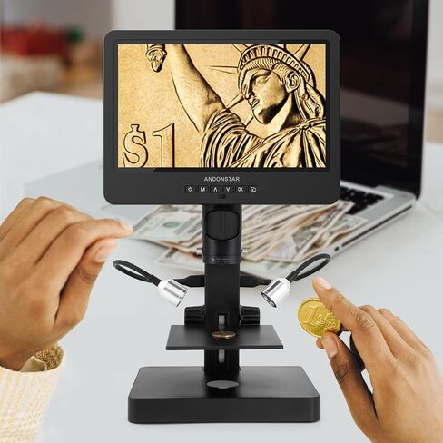 Andonstar AD249SP UHD 2160P HDMI Digital Microscope 4000X, 3 Lens 10.1 inch LCD for Biological Microscope Kit, PCB Soldering Microscope for Phone Watch Repairing, 32G SD Card in Kuwait