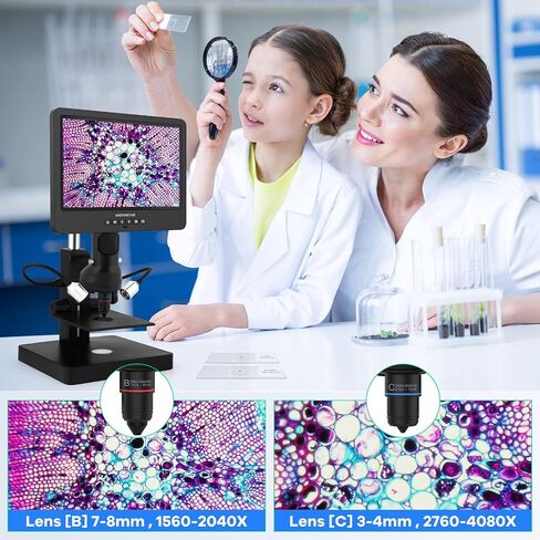 Andonstar AD249SP UHD 2160P HDMI Digital Microscope 4000X, 3 Lens 10.1 inch LCD for Biological Microscope Kit, PCB Soldering Microscope for Phone Watch Repairing, 32G SD Card in Kuwait
