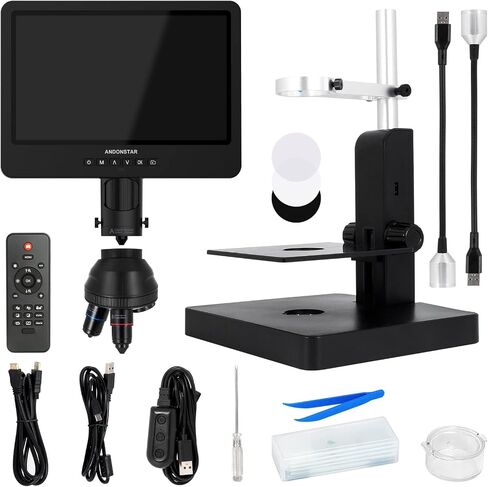 Andonstar AD249SP UHD 2160P HDMI Digital Microscope 4000X, 3 Lens 10.1 inch LCD for Biological Microscope Kit, PCB Soldering Microscope for Phone Watch Repairing, 32G SD Card in Kuwait