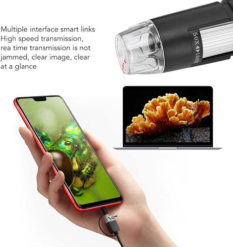 3 in 1 Digital Microscope Handheld Digital Microscope with HD 1600X Image and WiFi Connection USB Port Magnification Microscope for iOS in Kuwait