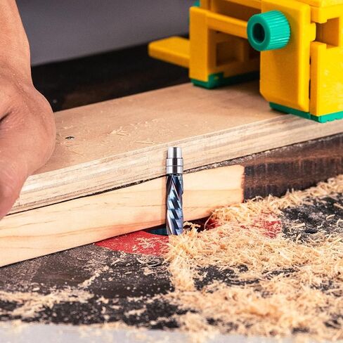 SpeTool Solid Carbide Compression Spiral Flush Trim Router Bit 1/2 Inch Shank with TAC Coating, Extra Long Bottom Bearing Flush Cut Router Bits 1/2 Shank for Woodworking Template Pattern Trimming in Kuwait