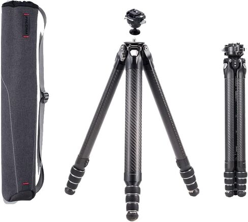 Falcam TreeRoot F38 Pro 61" Carbon Fiber Tripod,Quick Lock Travel Tripod Capacity 5kg/11lbs with 1/4" Screw,Carry Strap Holes for Cameras in Kuwait