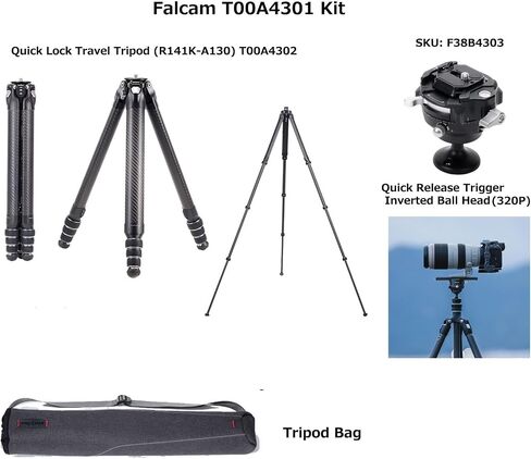 Falcam TreeRoot F38 Pro 61" Carbon Fiber Tripod,Quick Lock Travel Tripod Capacity 5kg/11lbs with 1/4" Screw,Carry Strap Holes for Cameras in Kuwait